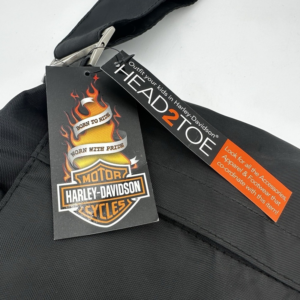 NWT Harley-Davidson Motorcycle Black Diaper Bag Black Skull & Crossbones 17"x14" - Picture 4 of 9